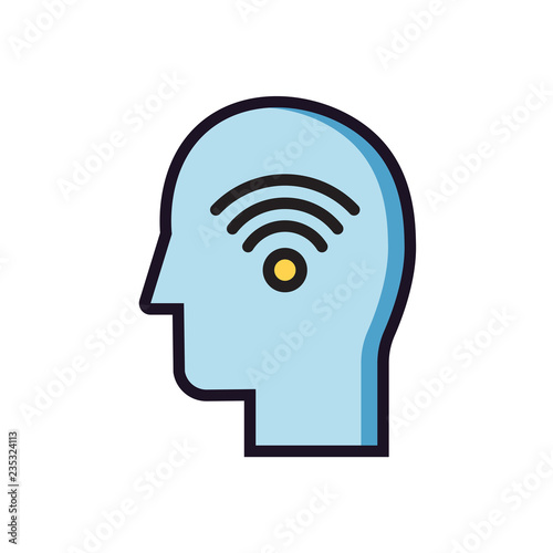 Wifi people icon. Head with signal sign