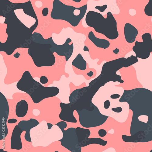 Camouflage seamless pattern. Classic clothing style with pink. Vetor background.