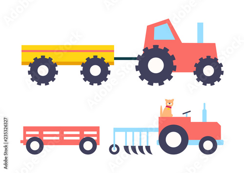 Agrimotor Farming Tractors Vector Illustration