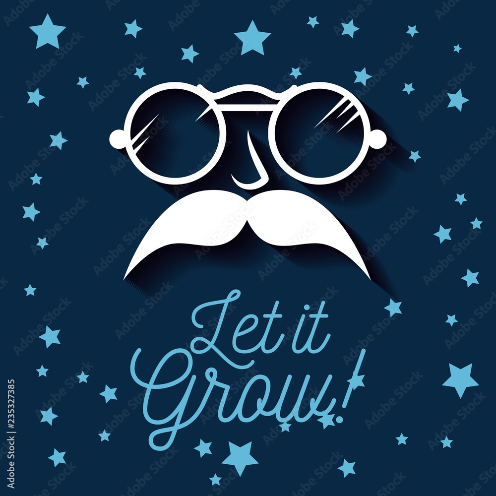male with sunglasses and mustaches style to movember Stock Vector