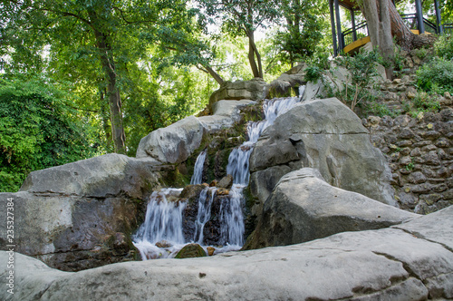 Natural waterfall Maria Luisa Park in the Andalusian capital, Sevilla in Spain