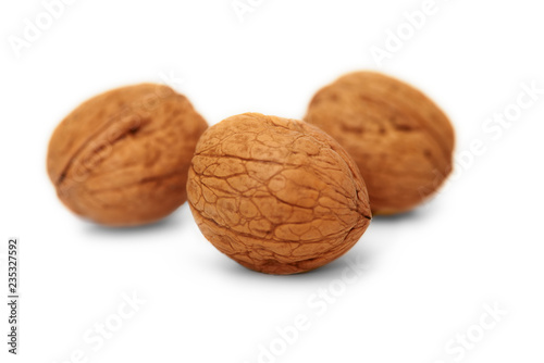 Walnuts on white background, isolated, closeup