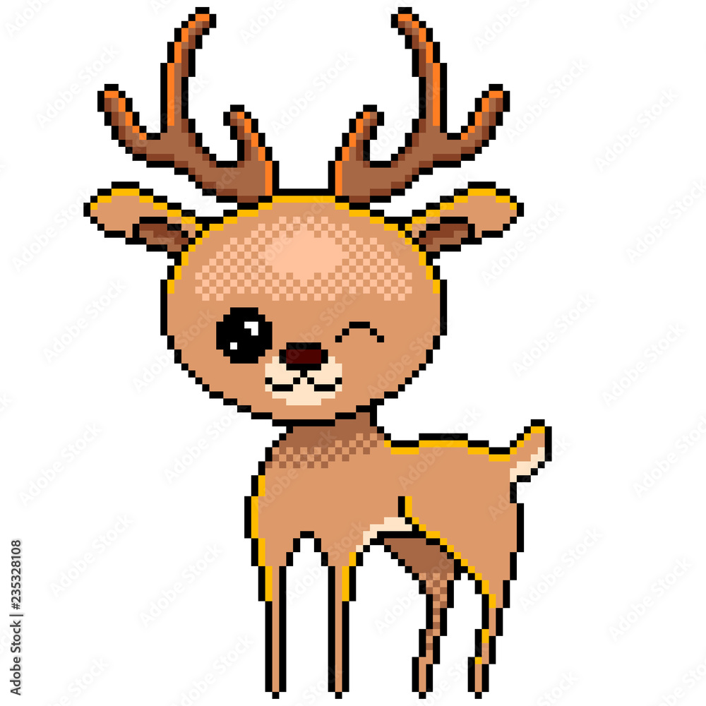 Pixel cute deer detailed illustration isolated vector Pixel cute deer detailed illustration isolated vector
