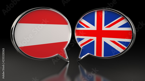 Austria and United Kingdom flags with Speech Bubbles. 3D illustration Free Download Austria and United Kingdom flags with Speech Bubbles. 3D illustration - GFXLoad