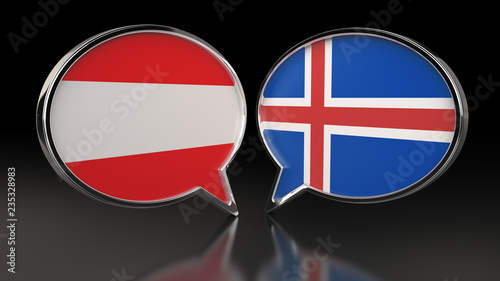 Austria and Iceland flags with Speech Bubbles. 3D illustration Free Download Austria and Iceland flags with Speech Bubbles. 3D illustration - GFXLoad