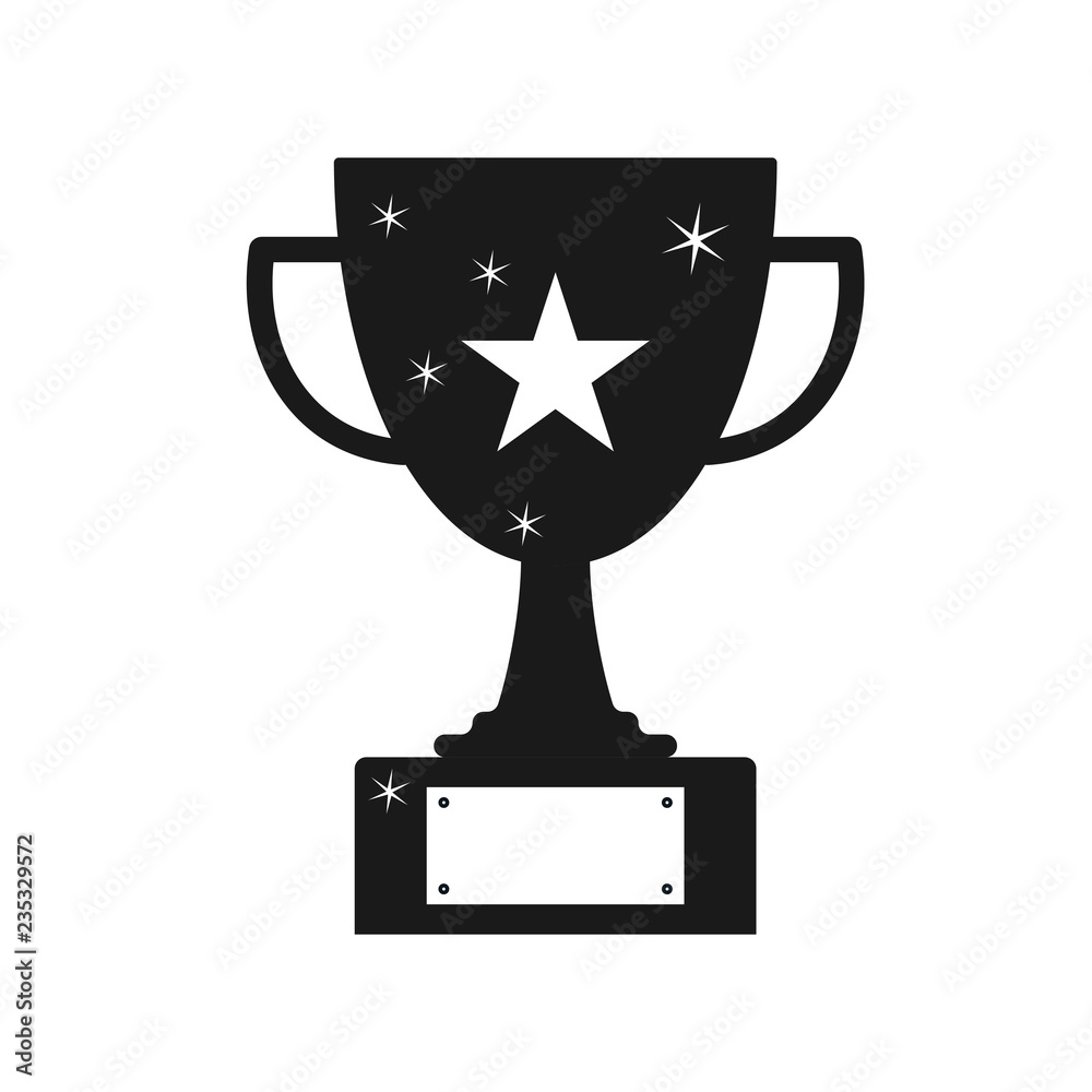 Black trophy icon, champions cup on the white background. Vector. Black trophy icon, champions cup on the white background. Vector.