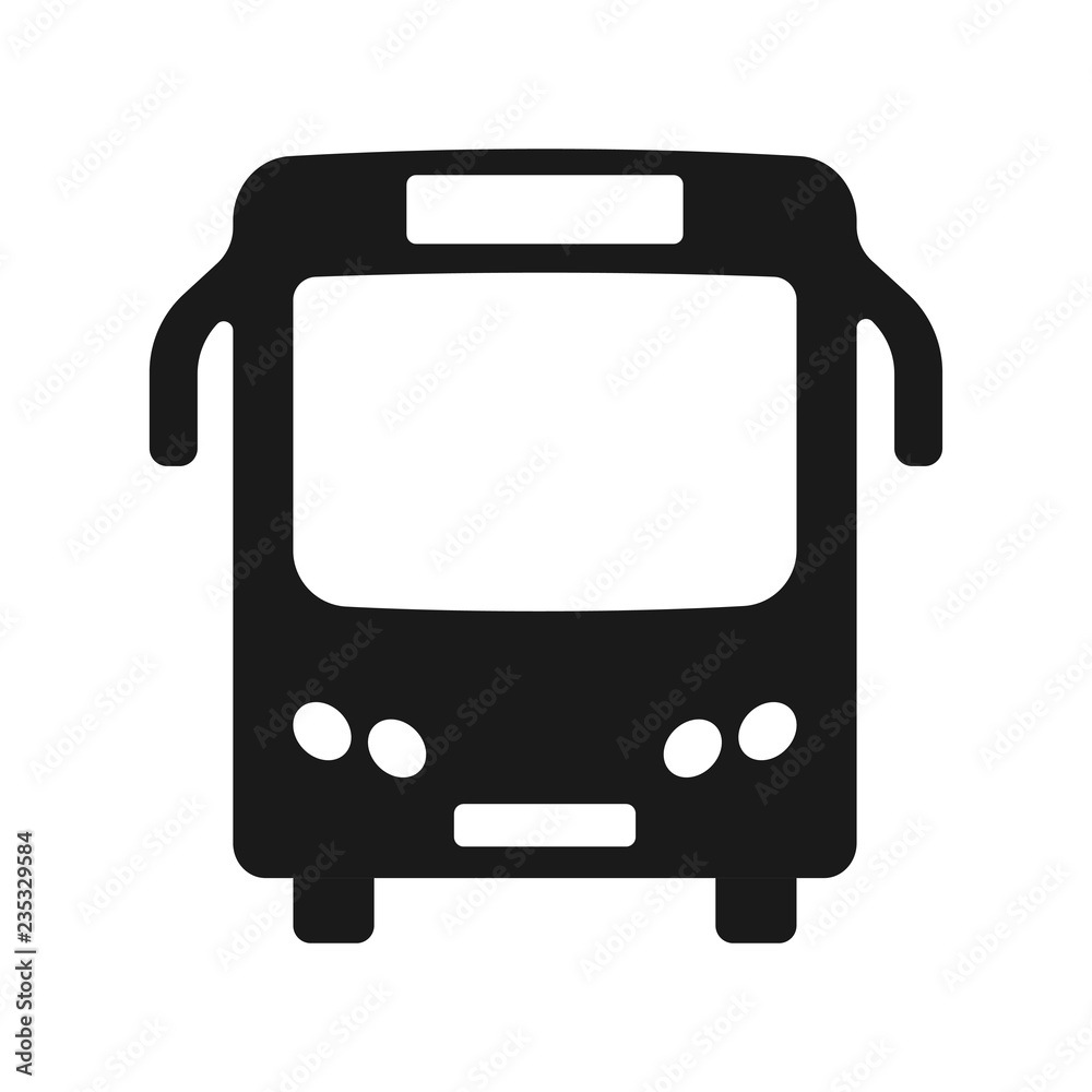 Black bus icon. Flat design. On the white background. Vector. Black bus icon. Flat design. On the white background. Vector.