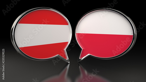 Austria and Poland flags with Speech Bubbles. 3D illustration Free Download Austria and Poland flags with Speech Bubbles. 3D illustration - GFXLoad