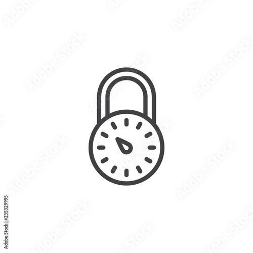 Safe lock outline icon. linear style sign for mobile concept and web design. Padlock password combination simple line vector icon. Symbol, logo illustration. Pixel perfect vector graphics