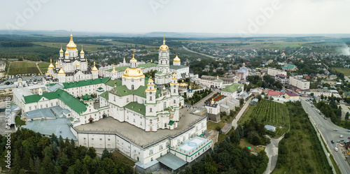Aerial view to Dormition Pochayiv Lavra in Ukraine