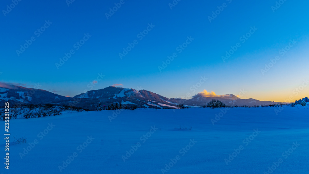 Panorama Winterlandschaft Tannheimer Tal Abendrot Tirol Österreich