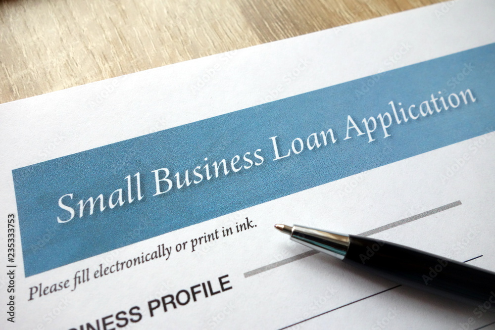 Small business loan application form on desk