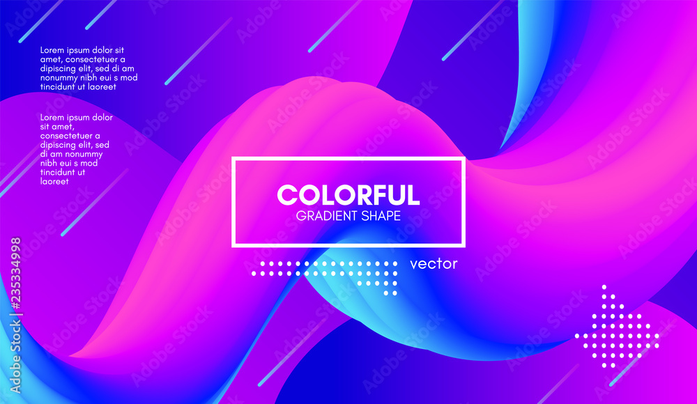 Trendy Colorful 3d Background. Wave Fluid Shape. Trendy Colorful 3d Background. Wave Fluid Shape.