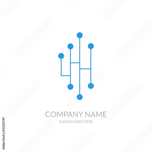 Circle Digital Link Connection Technology Computer Business Company Stock Vector Logo Design Template