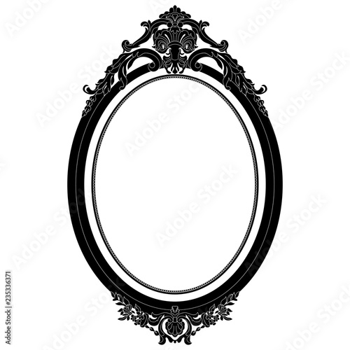 Vintage oval pattern frame in old style. Vector.