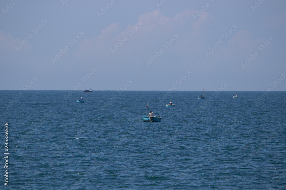 fisher boats in the sea at mui ne vietnam