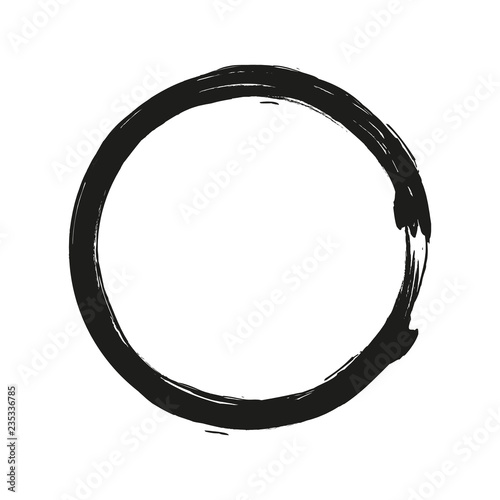 vector brush strokes circles of paint on white background. Ink hand drawn paint brush circle. Logo, label design element vector illustration. Black abstract circle. Frame.