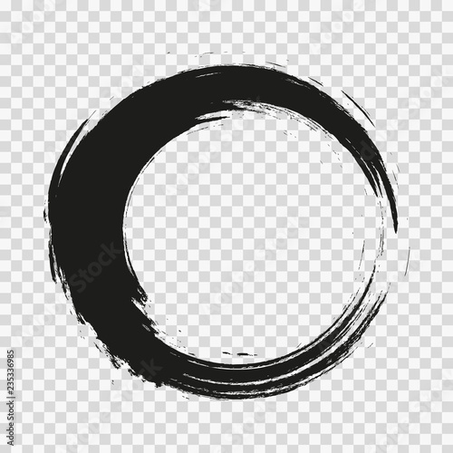 vector brush strokes circles of paint on white background. Ink hand drawn paint brush circle. Logo, label design element vector illustration. Black abstract circle. Frame.