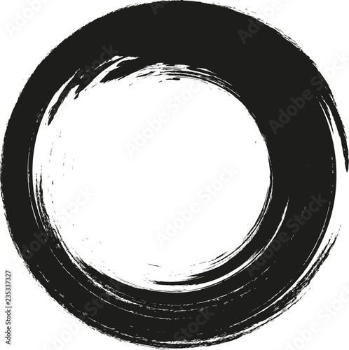vector brush strokes circles of paint on white background. Ink hand drawn paint brush circle. Logo, label design element vector illustration. Black abstract circle. Frame.