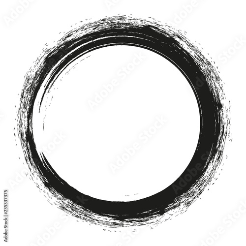 vector brush strokes circles of paint on white background. Ink hand drawn paint brush circle. Logo, label design element vector illustration. Black abstract circle. Frame.