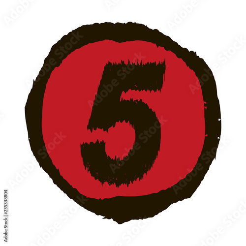 the sign of the black five in a black circle on a red background