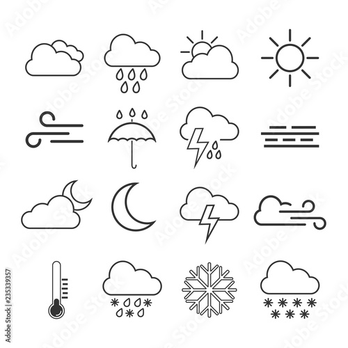 Weather icon set. Vector illustration, flat design.