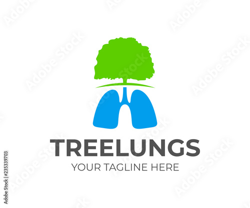 Tree and lungs, logo design. Medical, nature and environmental protection, vector design and illustration