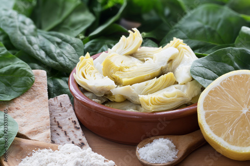 Quartered Artichoke Hears with Other Ingredients