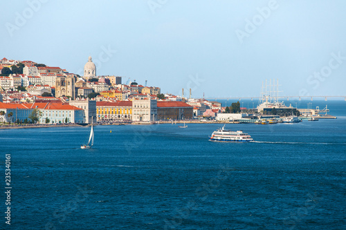 Lisbon skyline on the Tagus River, view of the old town, Portugal