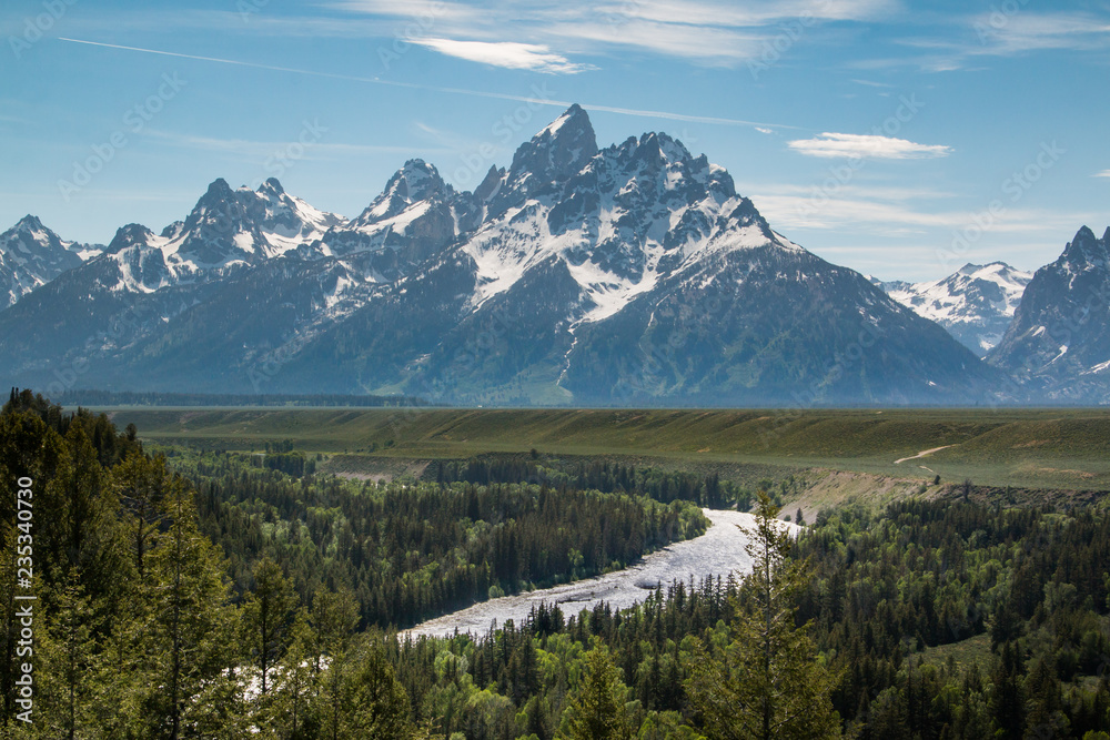 mountains and river