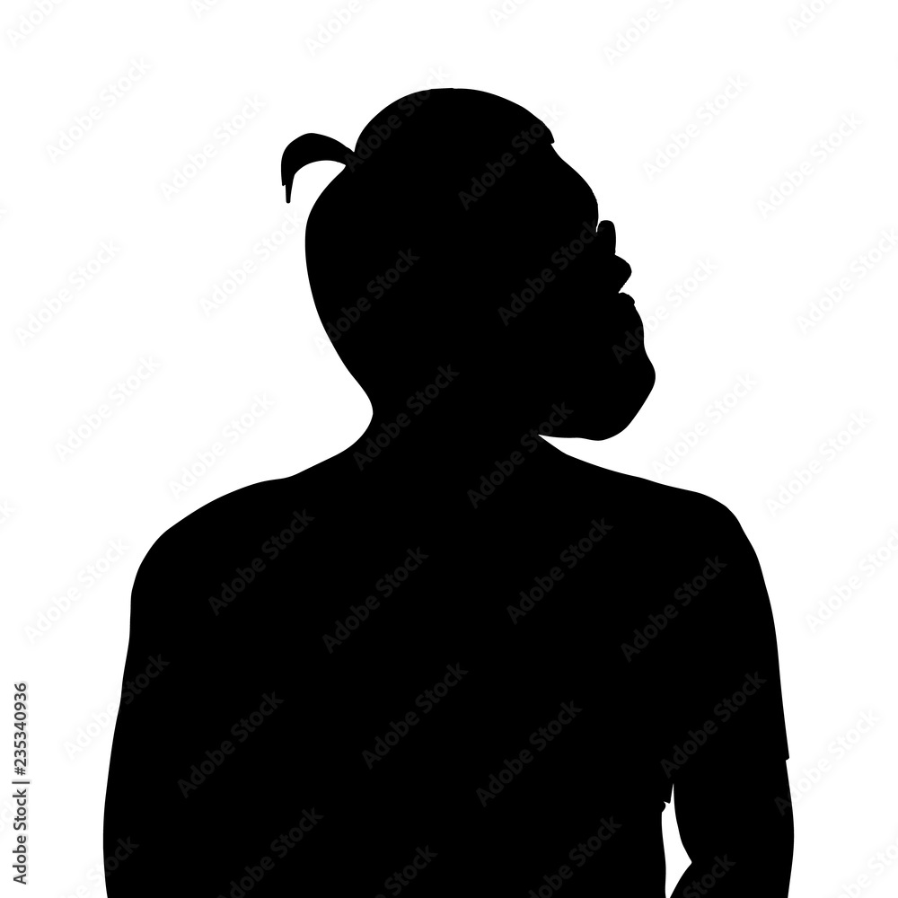 Silhouette of a bearded man with long hair. Vector illustration isolated on white background, clipart. Silhouette of a bearded man with long hair. Vector illustration isolated on white background, clipart.