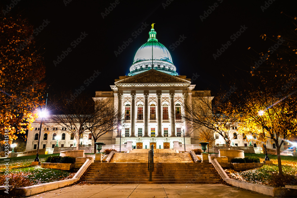 Wisconsin State Capitol at Night in Madison