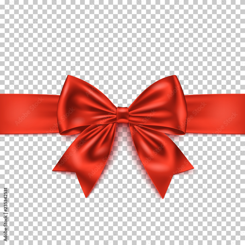 Realistic red gift bow and ribbon isolated on transparent background. Realistic red gift bow and ribbon isolated on transparent background.
