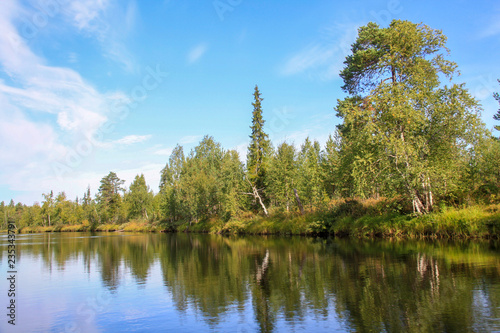 Picturesque shores of the lake in Karelia