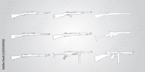Vector illustration set of old rifles photo