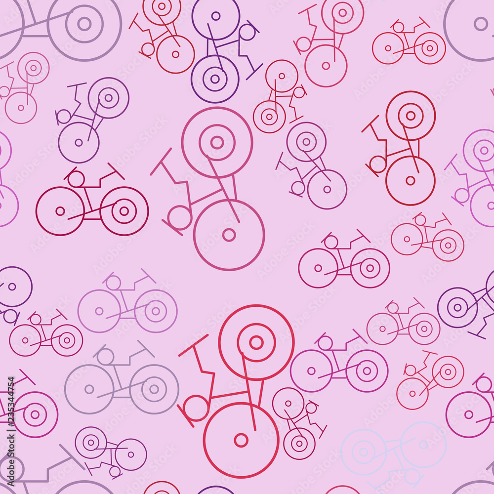 Seamless abstract outline of bicycle generative art background. Shape, design, drawing & vector.