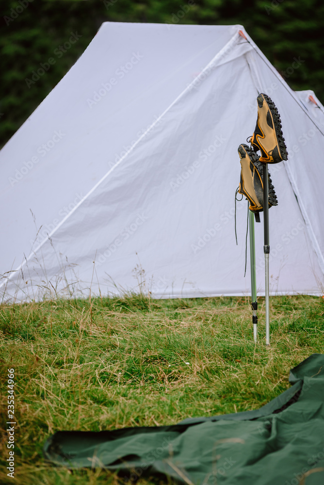 Tent and trekking shoes