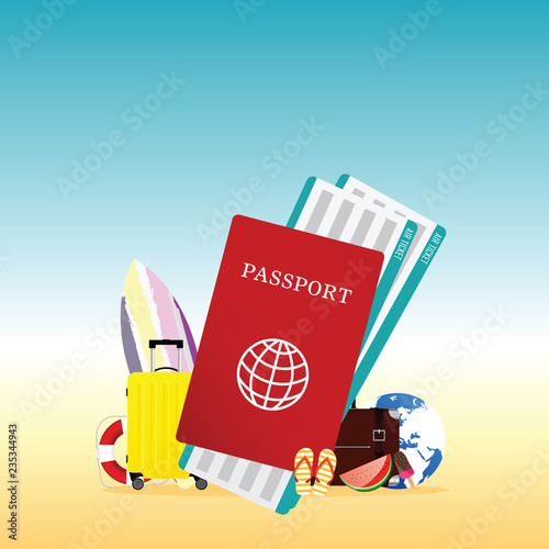 travel summer illustration with passport
