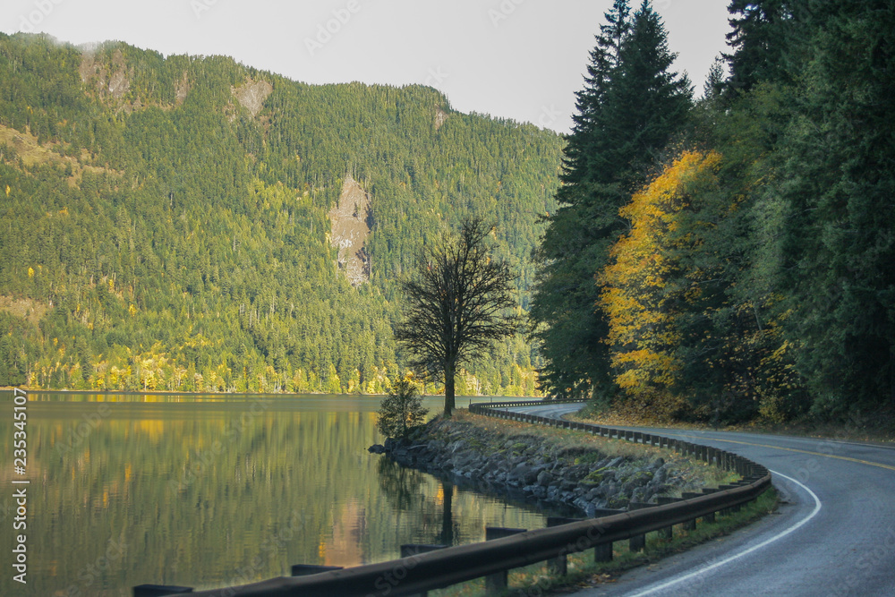 winding road lake crescent Washington state winding road lake crescent Washington state
