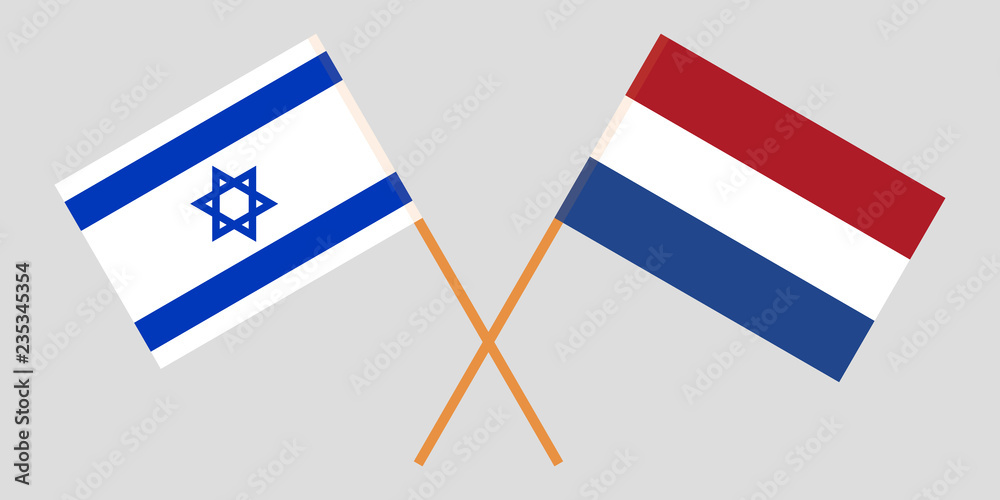 Netherlands and Israel. The Netherlandish and Israeli flags. Official proportion. Correct colors. Vector