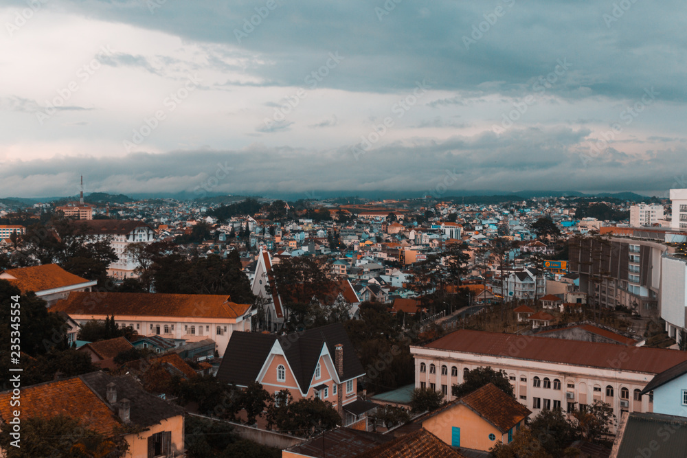 view over colorful dalat in vietnam