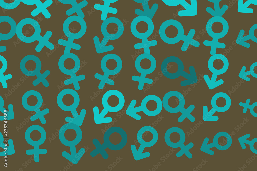 Abstract background with sign of male or female. Shape, effect, generative & concept.