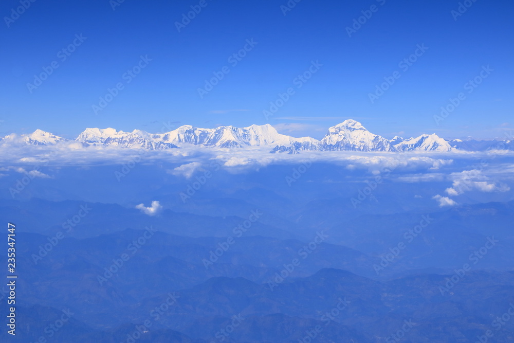 View of Himalaya Mountain Range from air plane