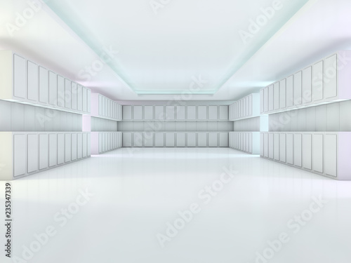 Abstract modern architecture background  empty open space interior. 3D