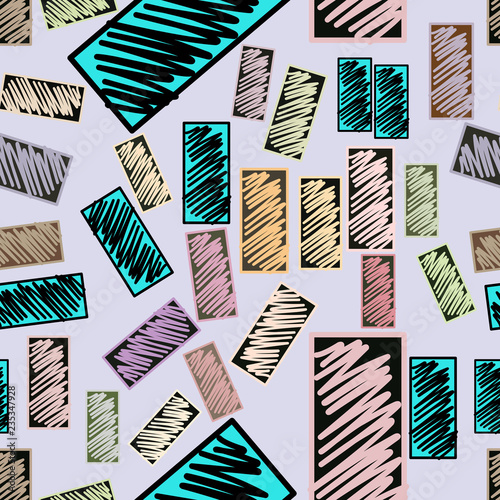 Seamless mixed or mutiple shapes background hand drawn, good for graphic design. Artwork, abstract, messy & cover.
