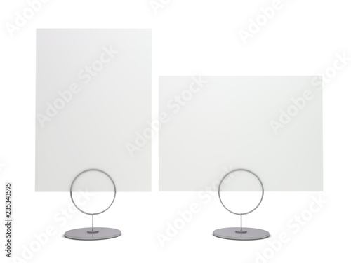 Stand for booklets with white sheets of paper. Mockup. 3D