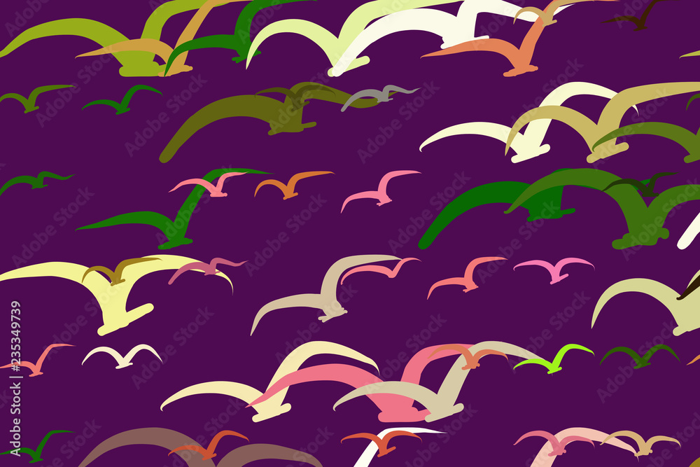Naklejka premium Illustrations of flying birds. Graphic, art, abstract & cover.