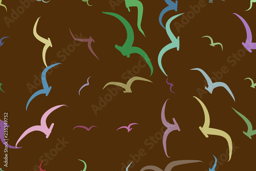 Abstract flying birds. Digital, backdrop, background & design.