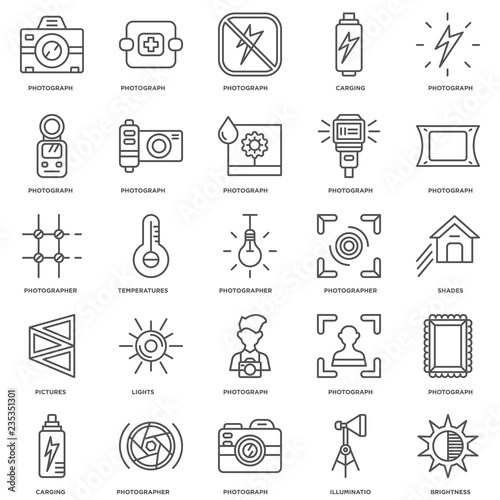 Simple Set of 25 Vector Line Icon. Contains such Icons as Bright
