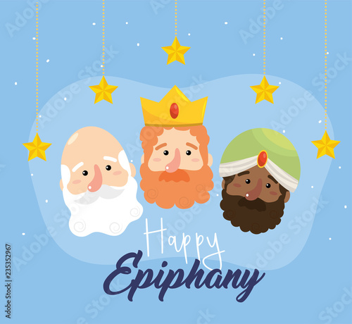 gaspar with melchior and balthazar with stars to happy epiphany